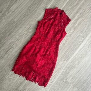 BARDOT Red Lace Bodycon Dress, XS/4
